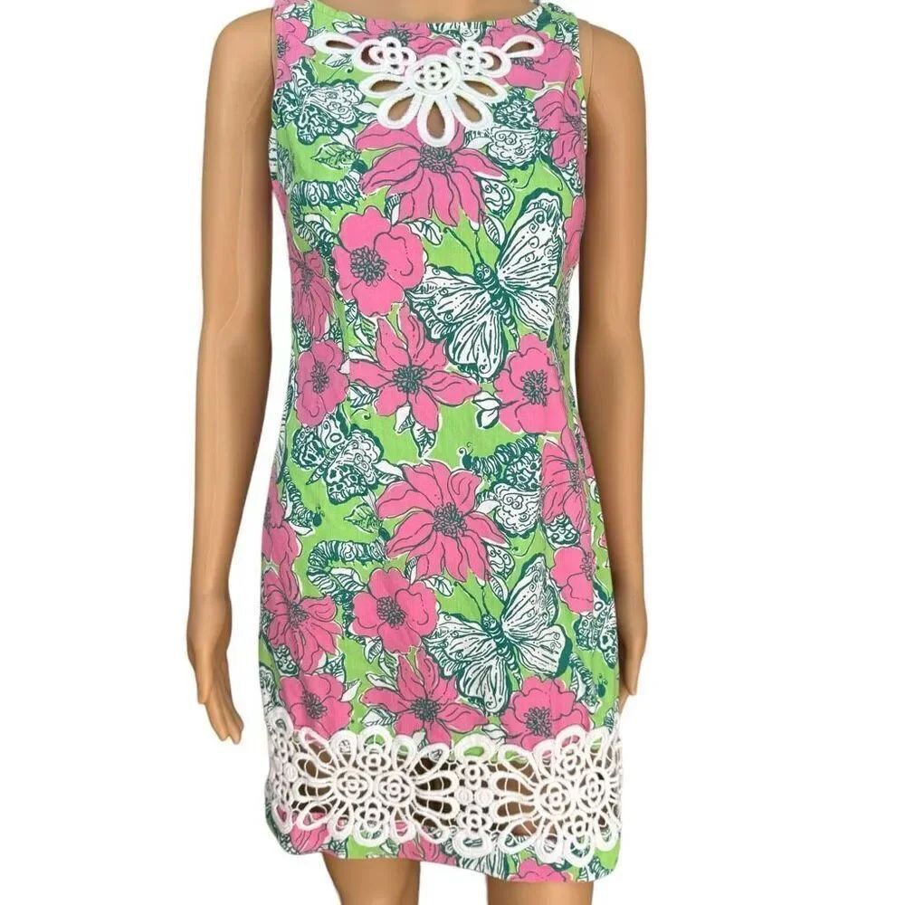 LILLY PULITZER MARIANA BLOOMIN COCOON FLORAL CROCHET WOMEN'S dress size 0